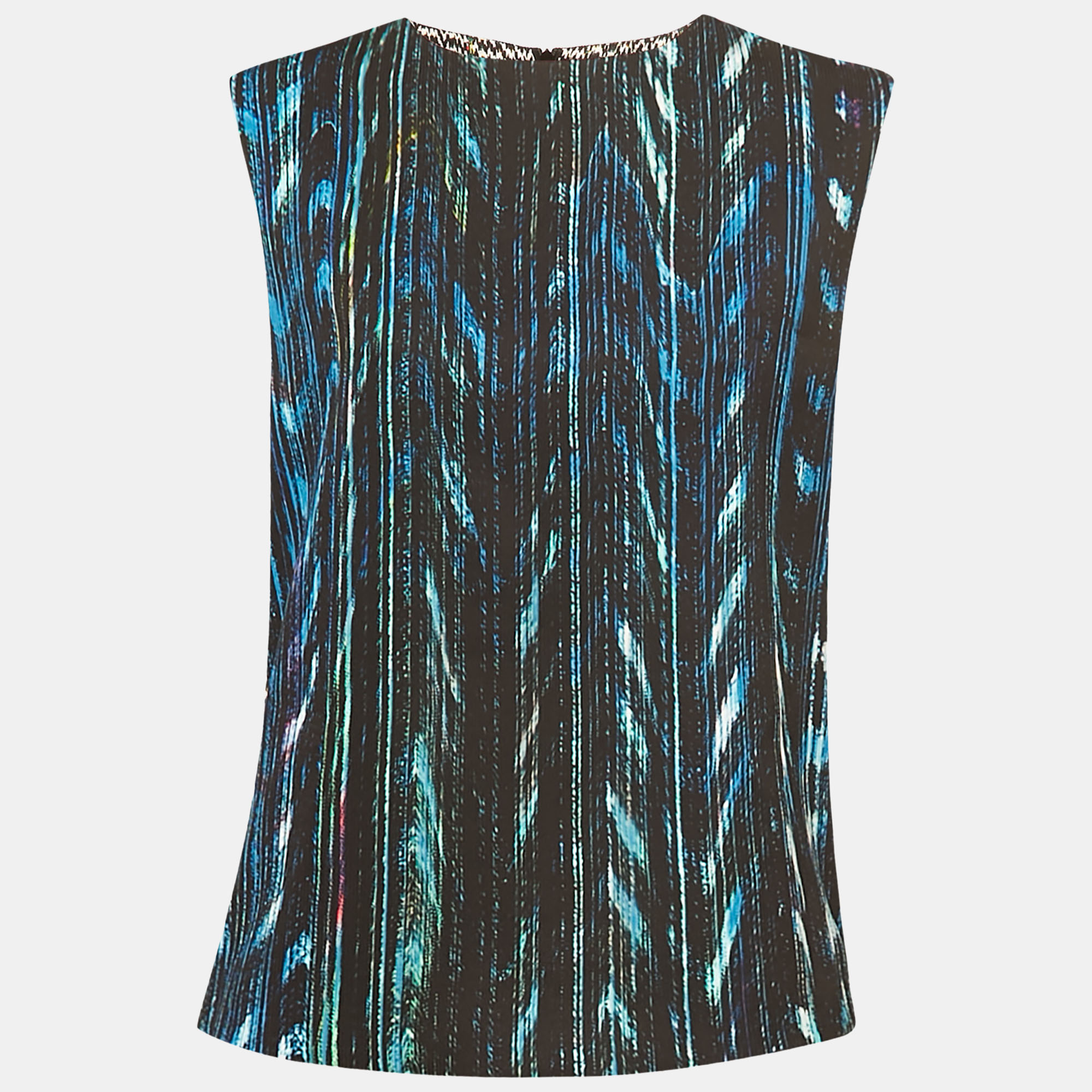 Kenzo Multicolor Printed Textured Sleeveless Top M