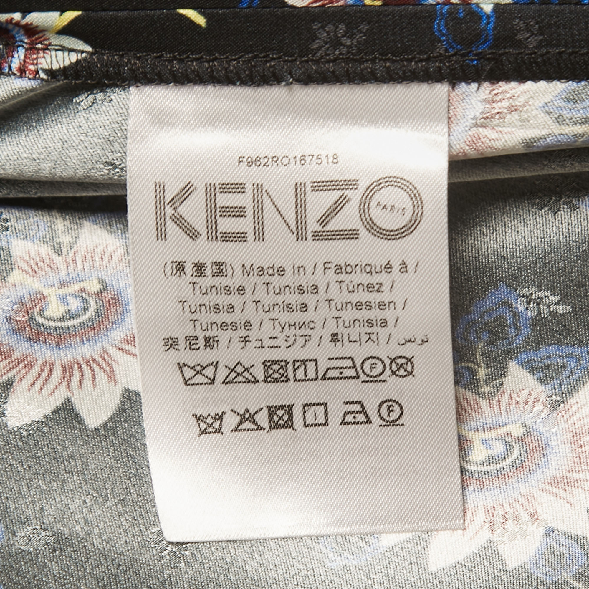 Kenzo Navy Blue Floral Printed Silk Shirt Maxi Dress M