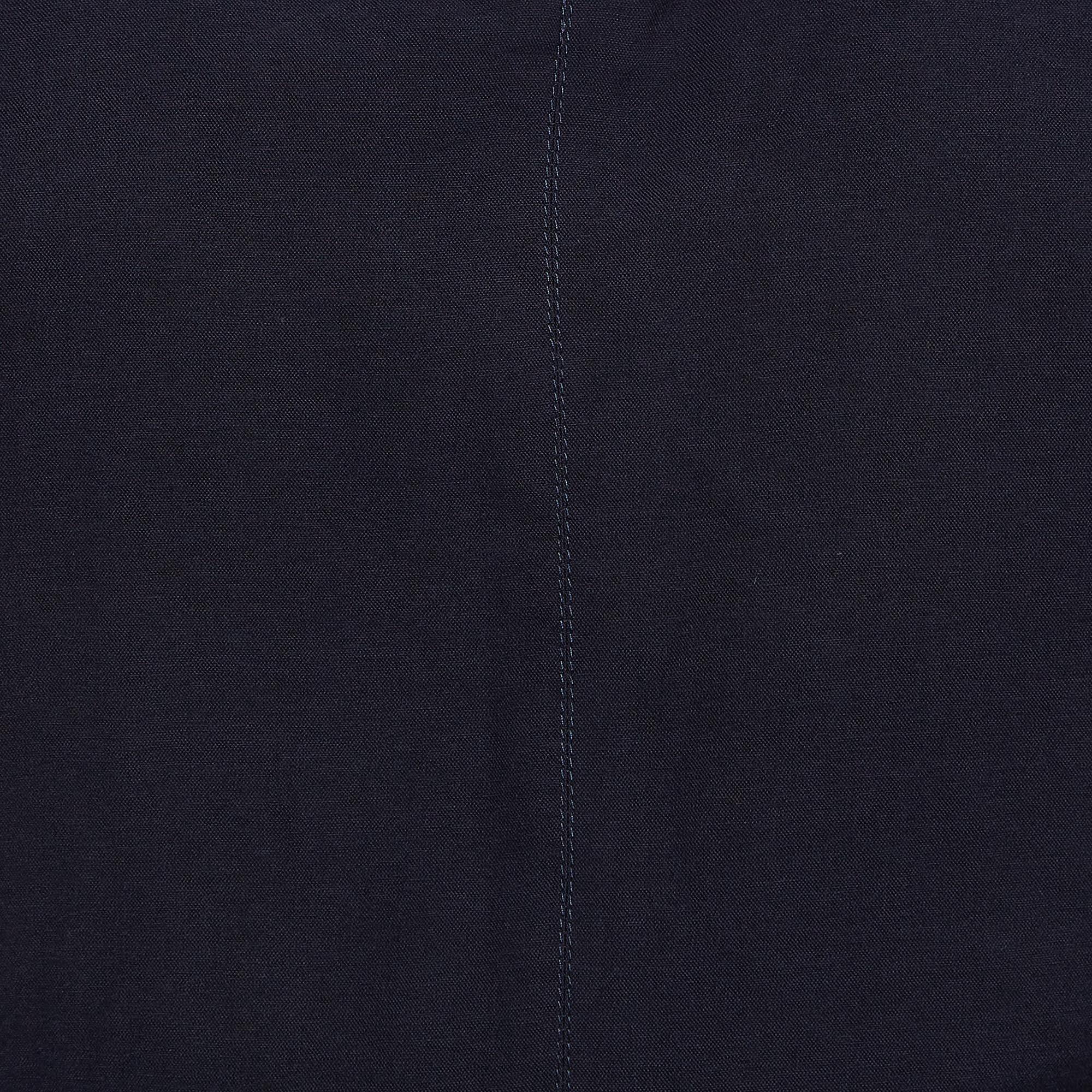 Kenzo Navy Blue Crepe Short Sleeves Maxi Dress M