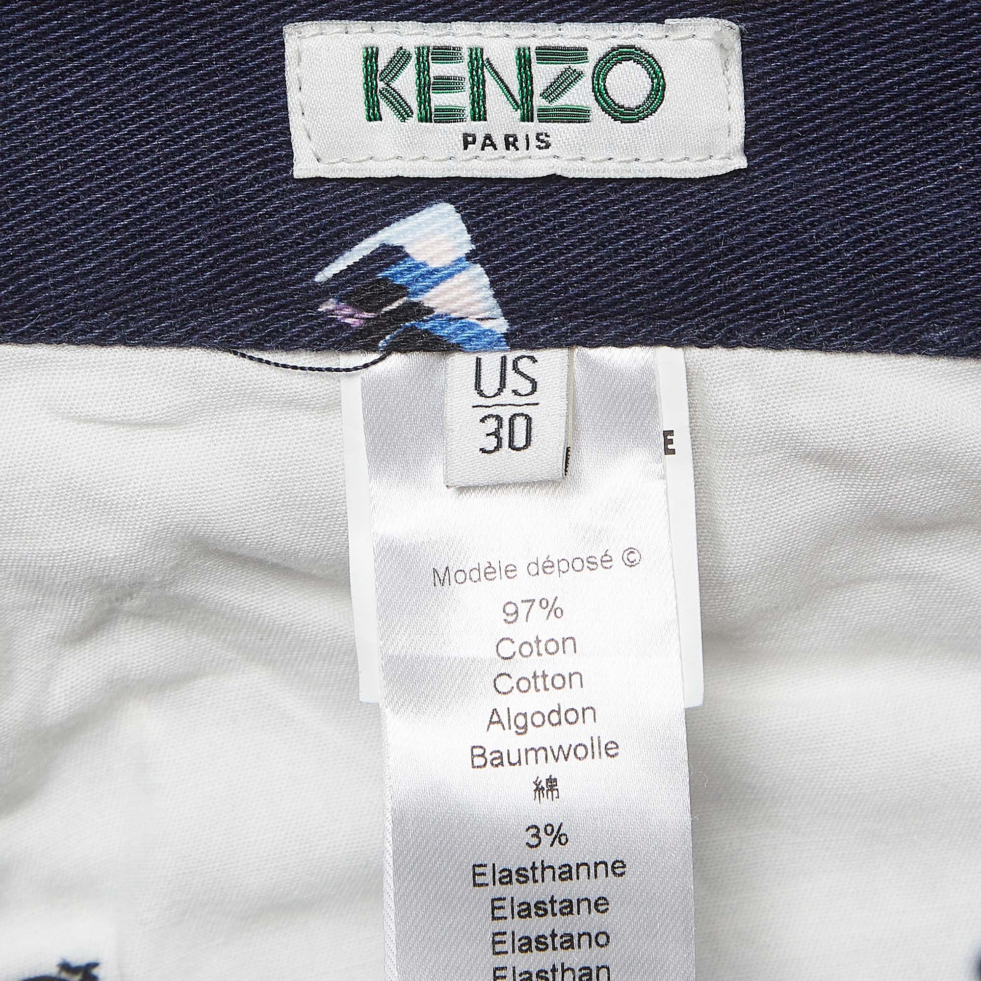 Kenzo Navy Blue Printed Denim Jeans M Waist 30