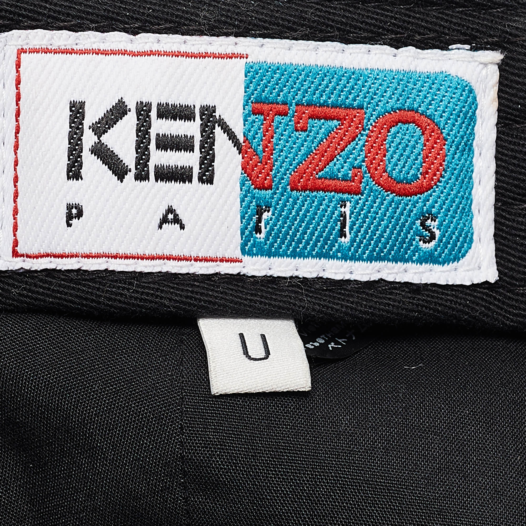 Kenzo Black/Brown Faux Leather Applique Detail Baseball Cap