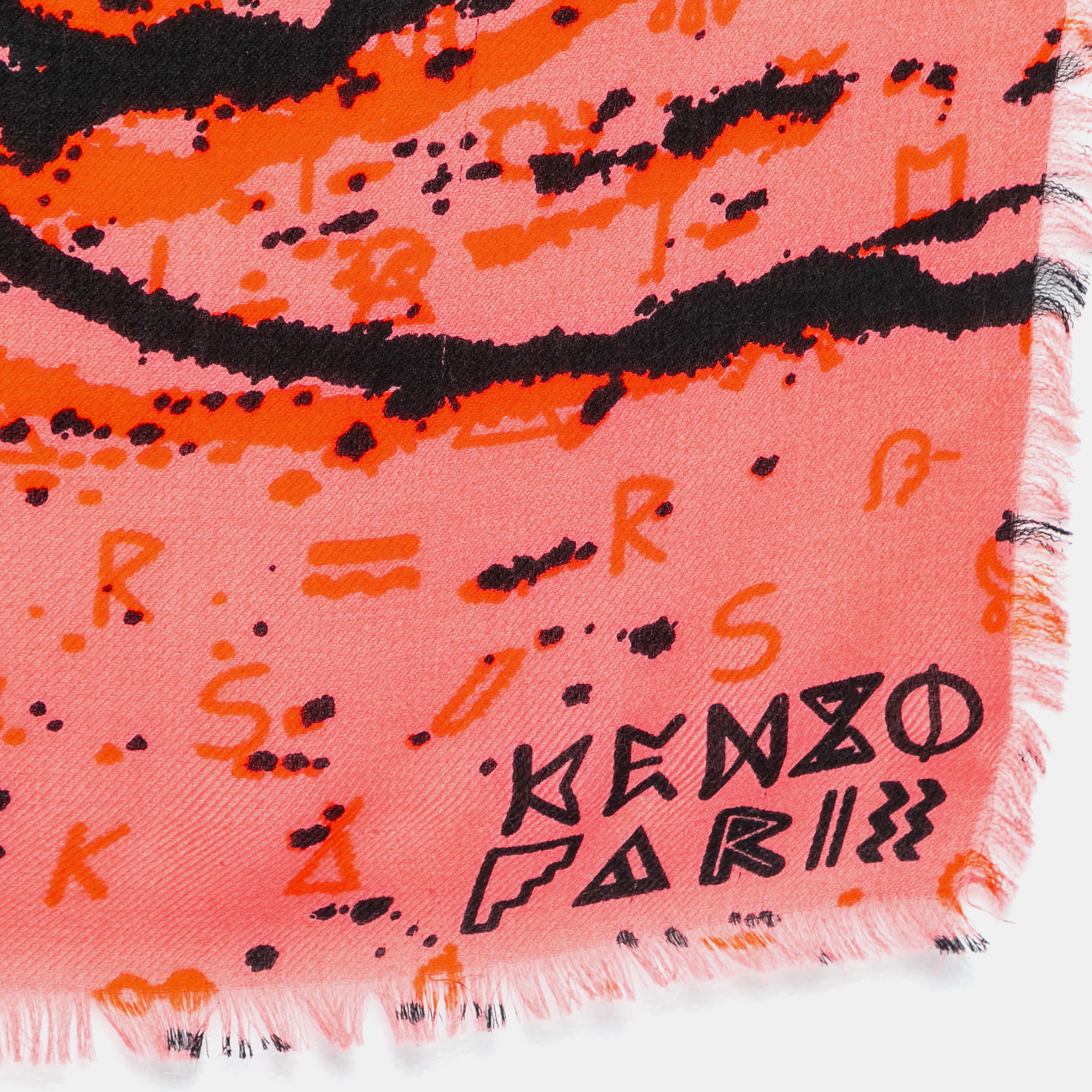 

Kenzo Pink & Black Aztec Print Wool Blend Scarf
