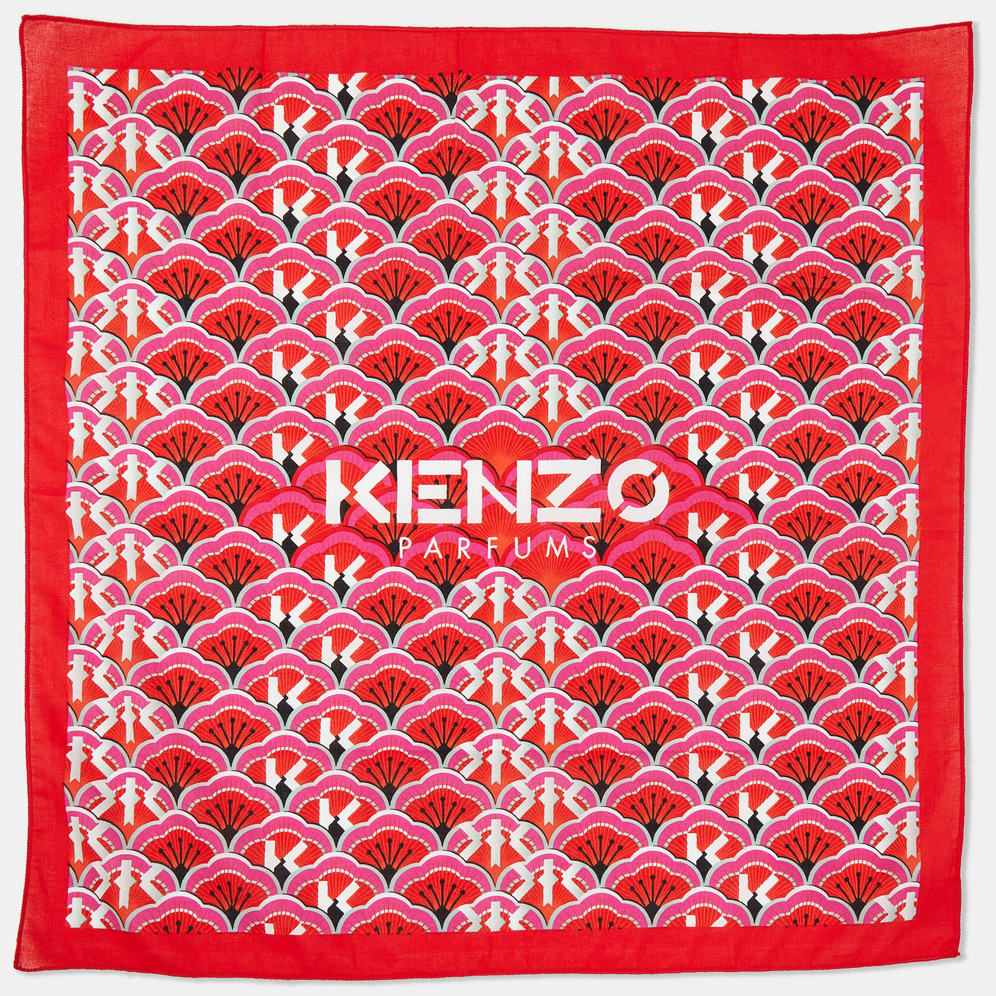 Kenzo Red All-Over Print Cotton Square Neckerchief
