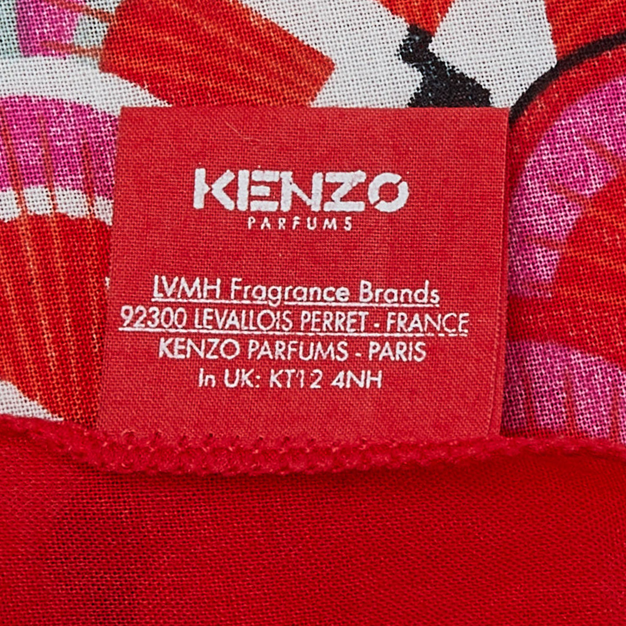 Kenzo Red All-Over Print Cotton Square Neckerchief