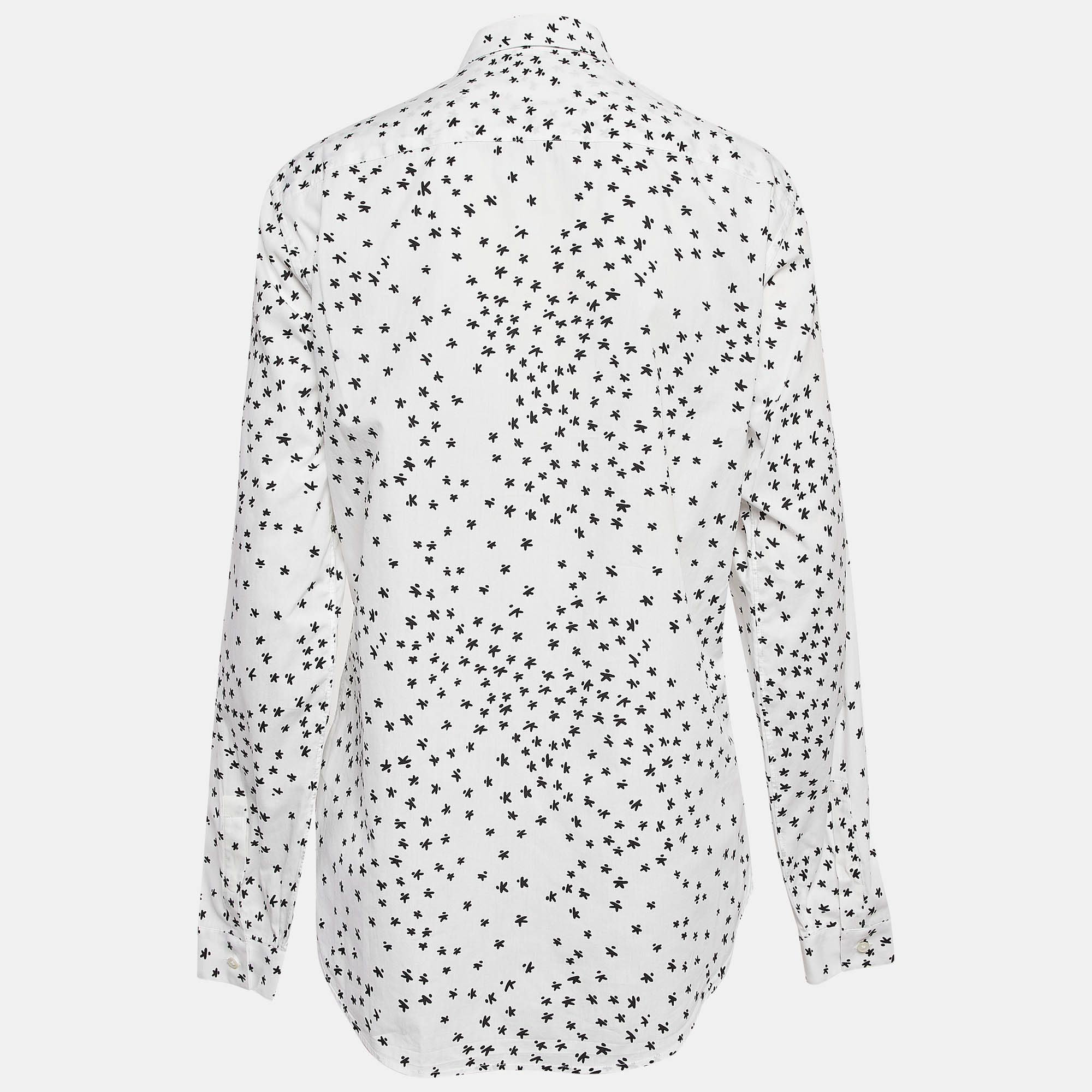 Kenzo White All-Over Print Cotton Shirt L