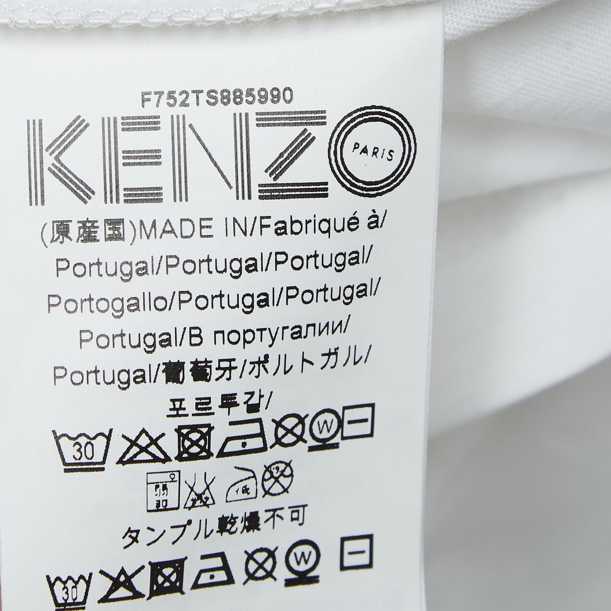 Kenzo White Printed Cotton Jersey T-Shirt S