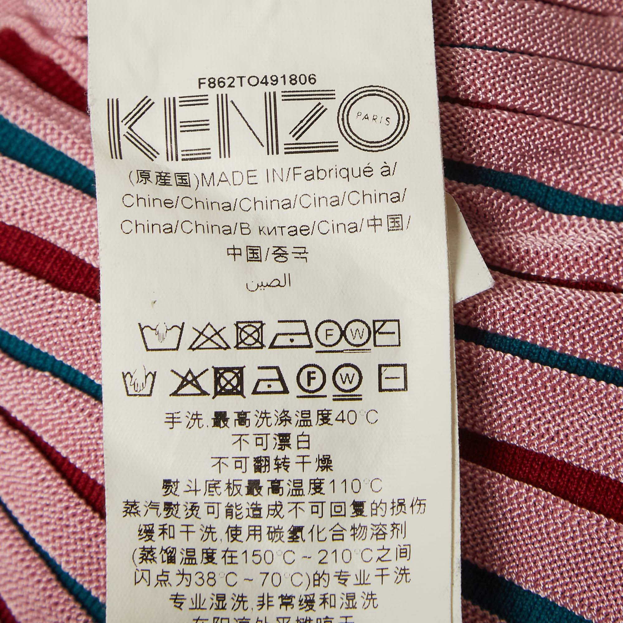 Kenzo Pink Rib Knit V-Neck Jumper M