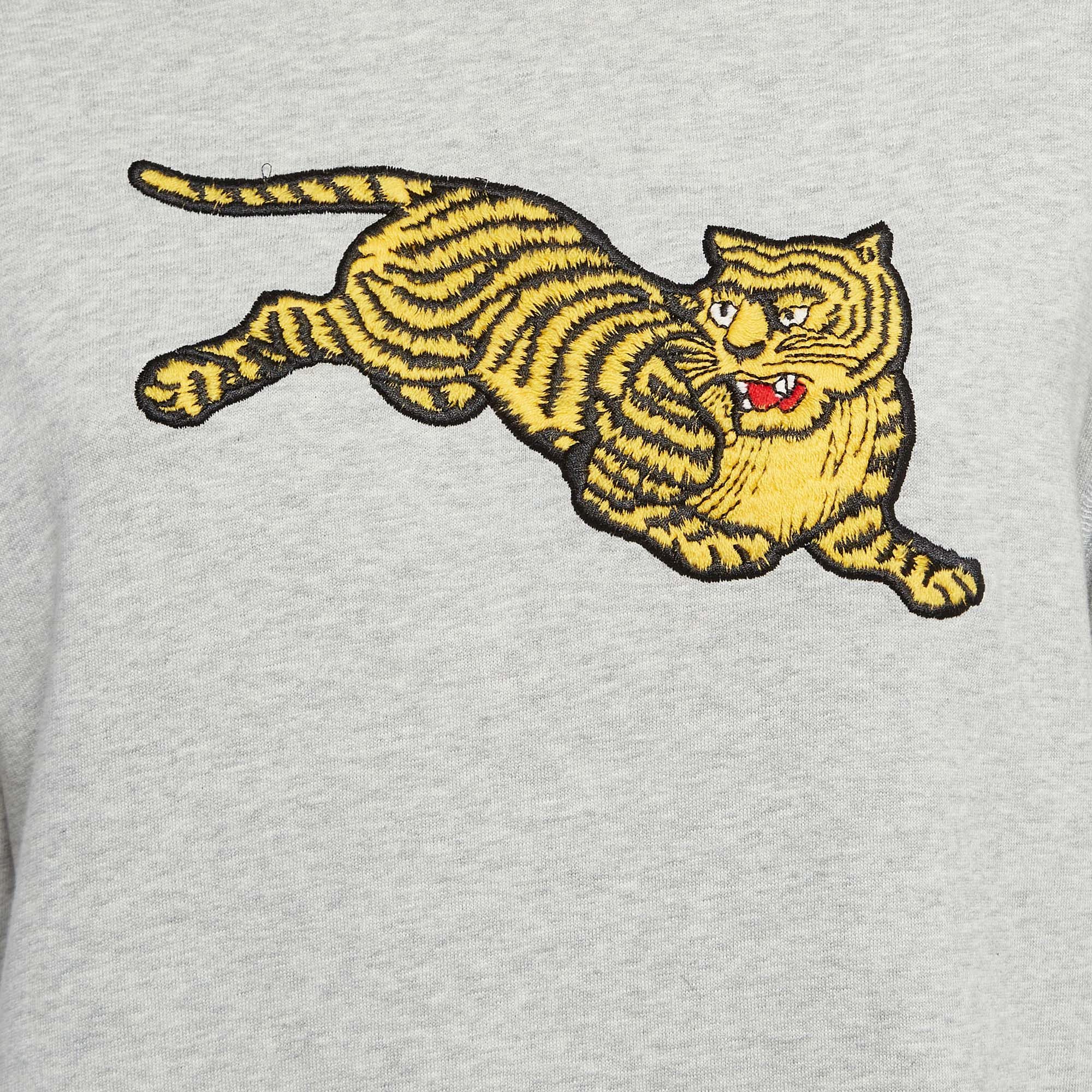 Kenzo Grey Tiger Applique Cotton Sweatshirt XS