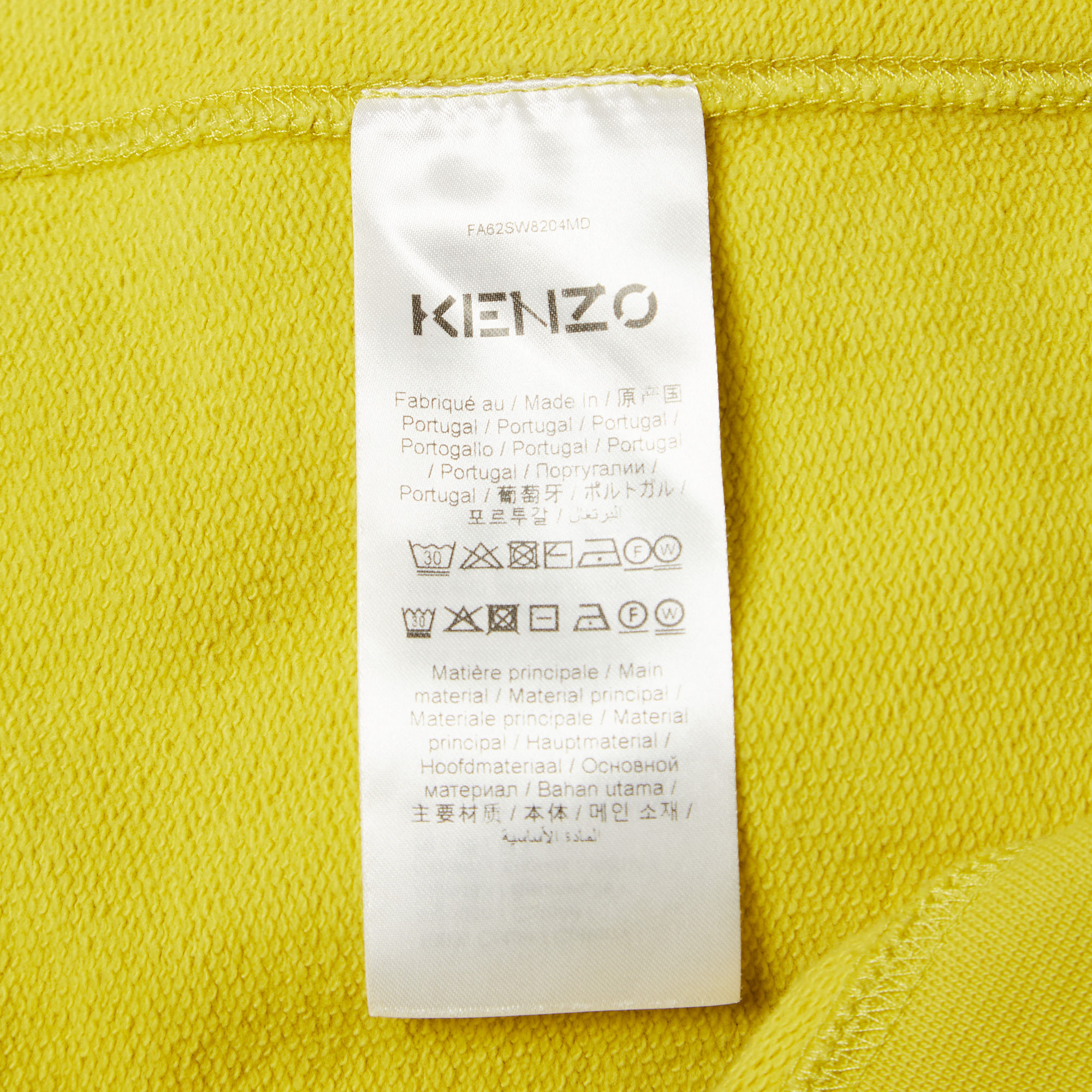 Kenzo Yellow Tiger Applique Cotton Knit Sweatshirt S