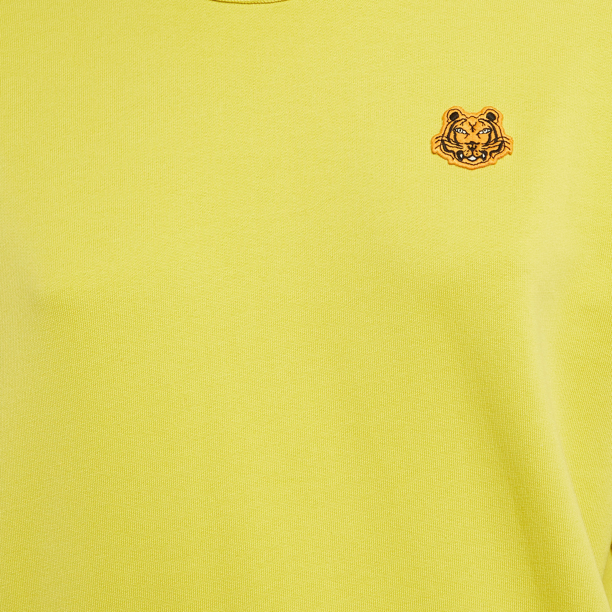 Kenzo Yellow Tiger Applique Cotton Knit Sweatshirt S