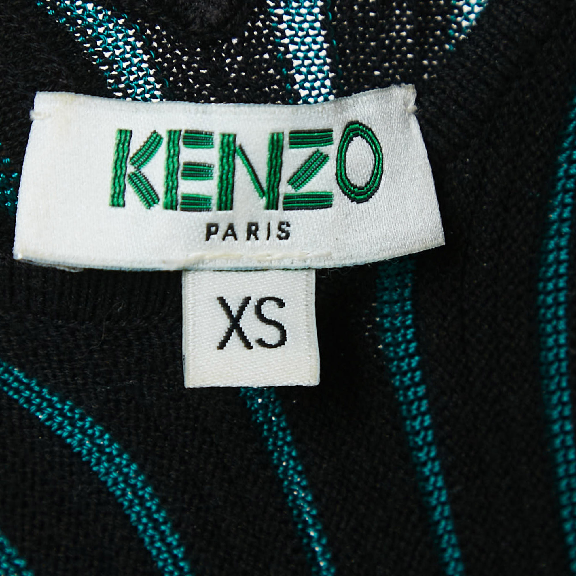 Kenzo Black/Multicolor Rib Knit Jersey Two-Toned Sleeveless Dress XS