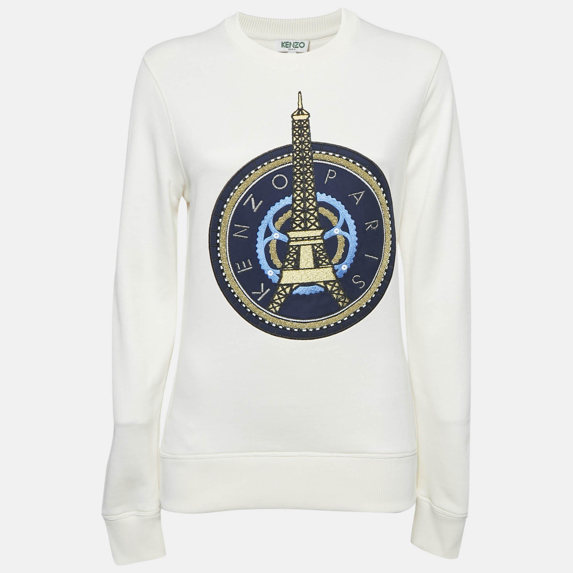 Kenzo Off-White Eiffel Tower Embroidery Cotton Crew Neck Sweatshirt S
Kenzo Off-White Eiffel Tower Embroidery Cotton Crew Neck Sweatshirt S