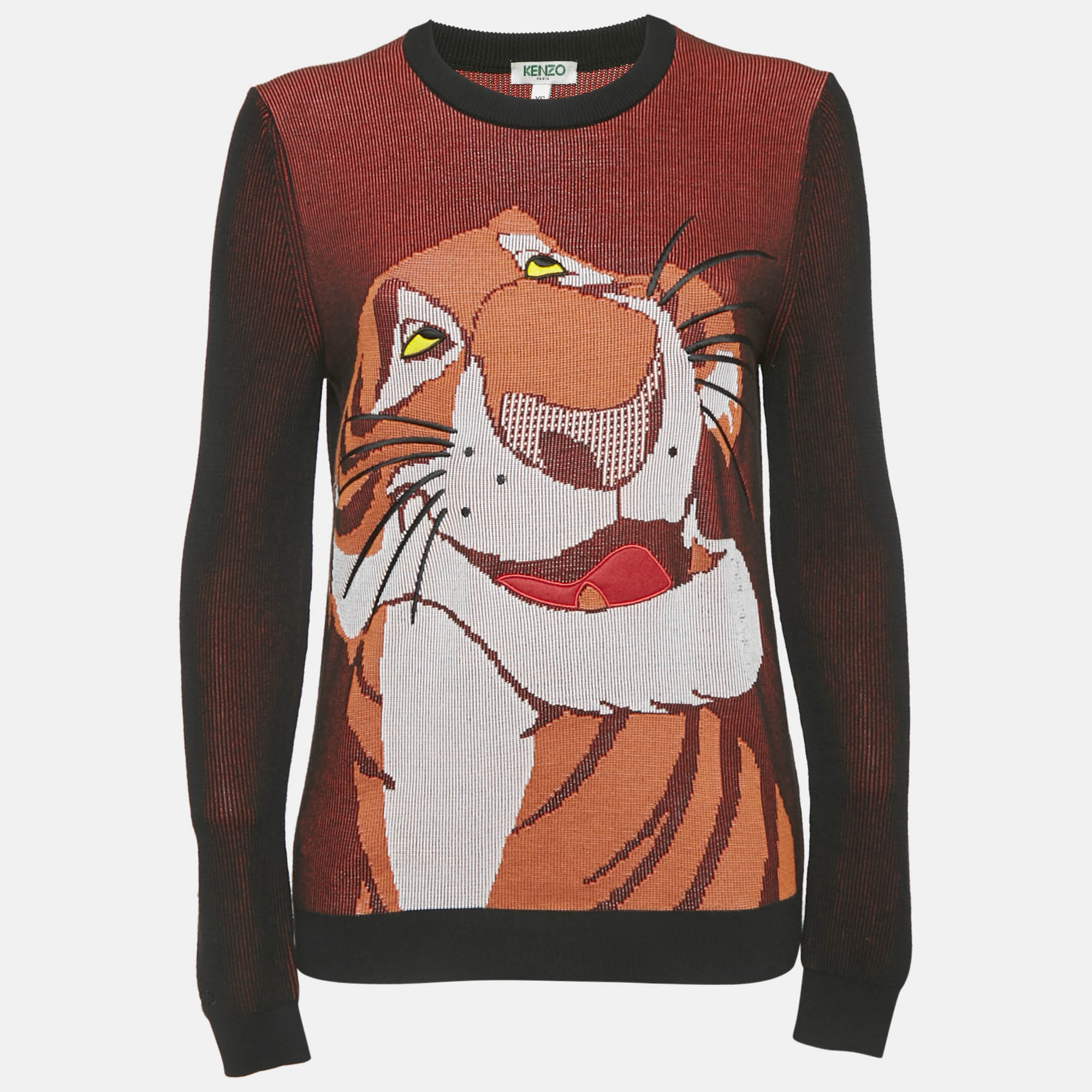 Kenzo x Disney Jungle Book Orange/Black Tiger Jacquard Knit Long Sleeve Sweater XS
Kenzo x Disney Jungle Book Orange/Black Tiger Jacquard Knit Long Sleeve Sweater XS