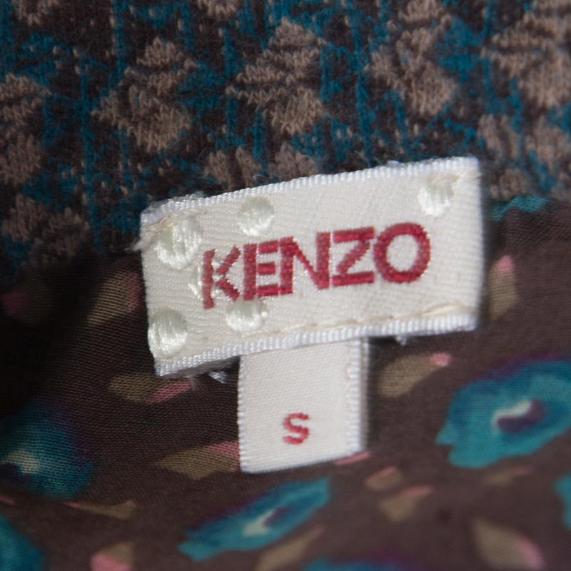 Kenzo Multicolor Floral And Checked Print Blouson Top S