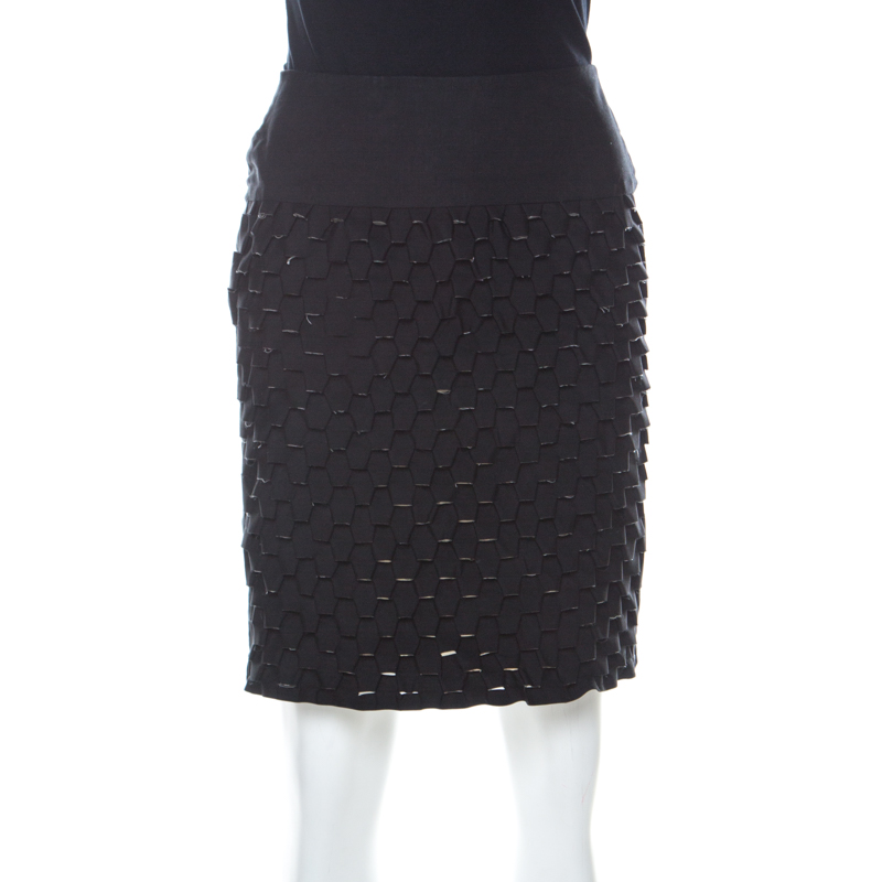 Image of Kenzo Black Textured Cotton Mini Skirt S