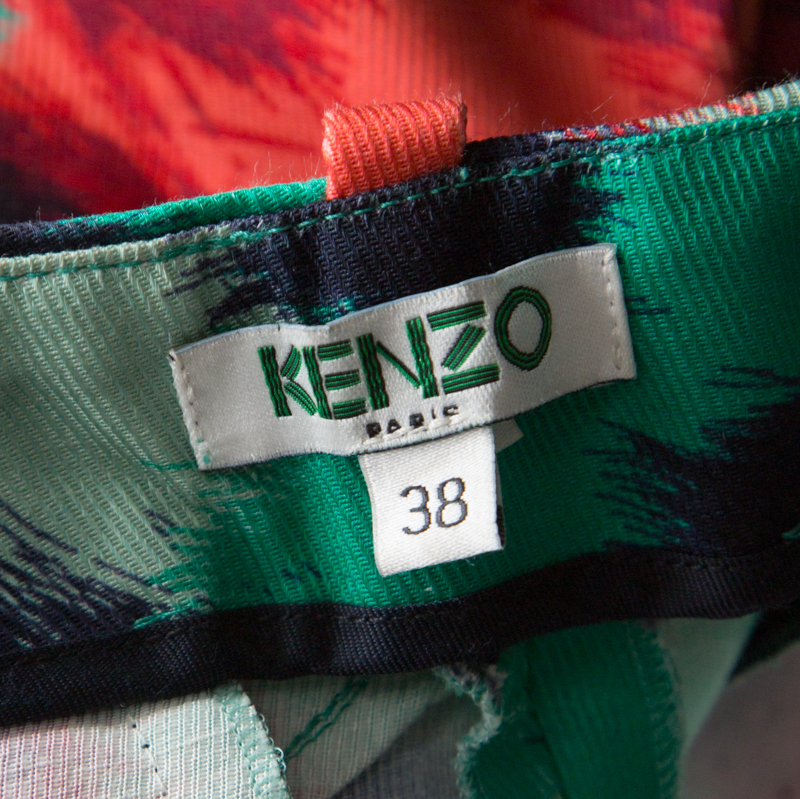 Kenzo Multicolor Scribble Print Motif Cotton Blend Tapered Trousers M