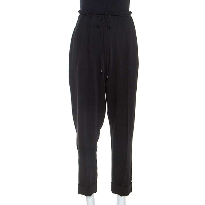 Image of Kenzo Black Crepe Drawstring Pants XL