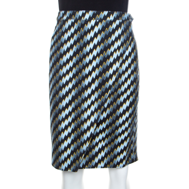 Image of Kenzo Black Lightning Bolt Printed Cotton Wrap Skirt M
