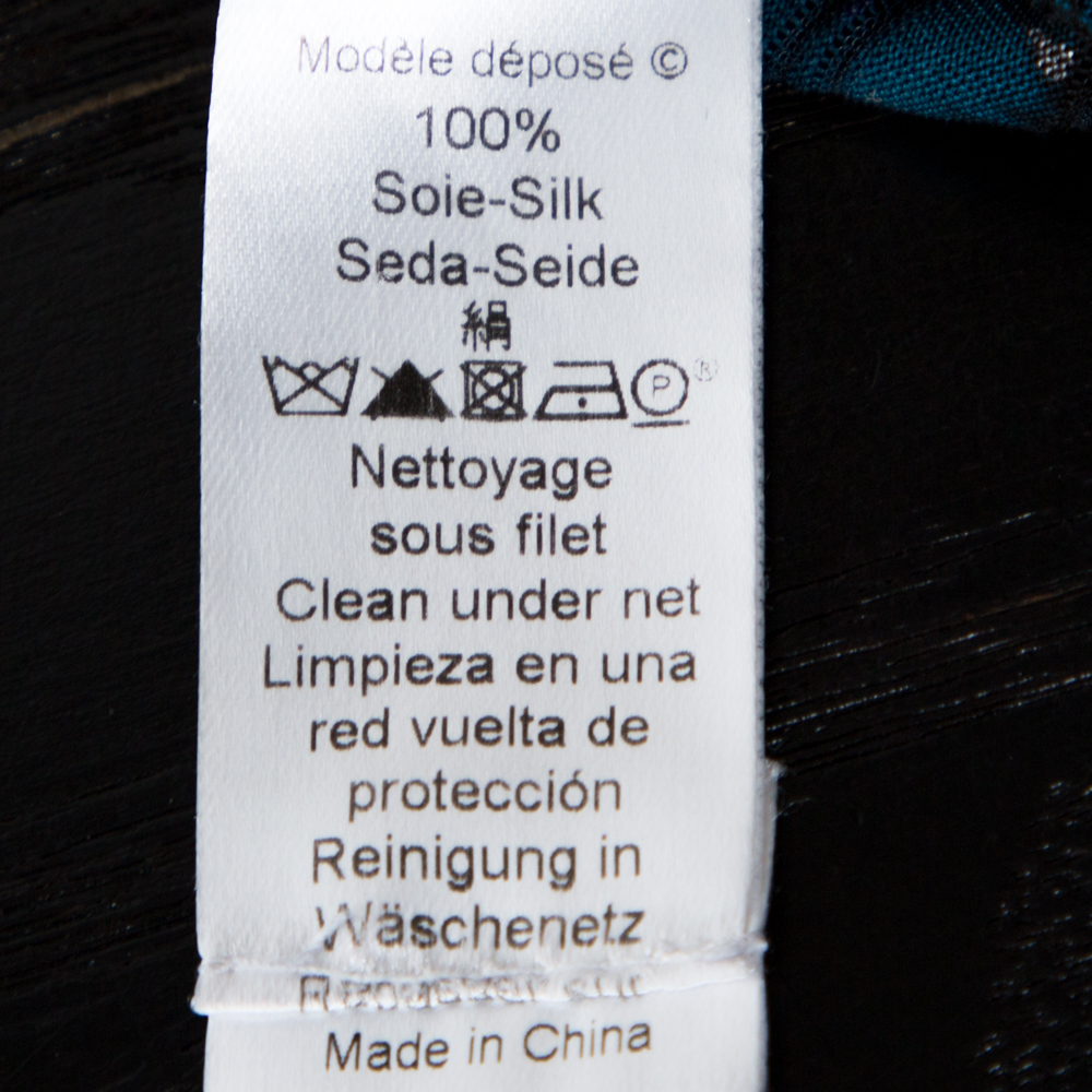Kenzo Multicolor Printed Silk Asymmetric Draped Neck Top XL
