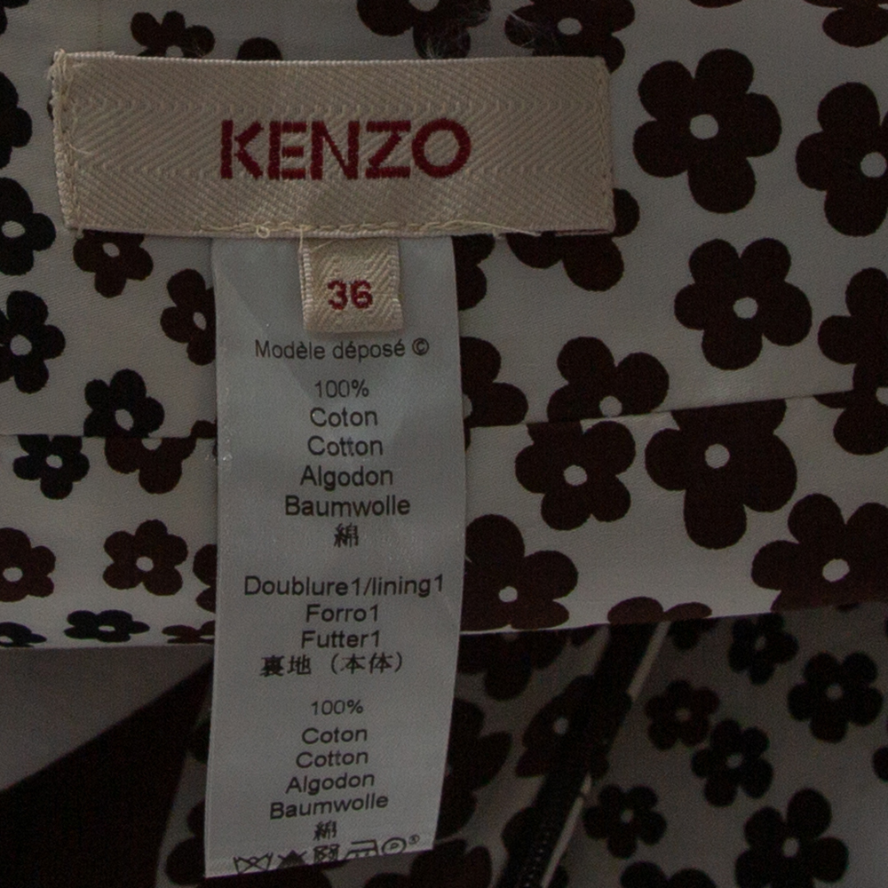 Kenzo Brown Floral Print Cotton Maxi Skirt S