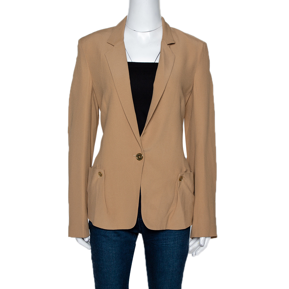 Image of Kenzo Beige Crepe Single Button Blazer L