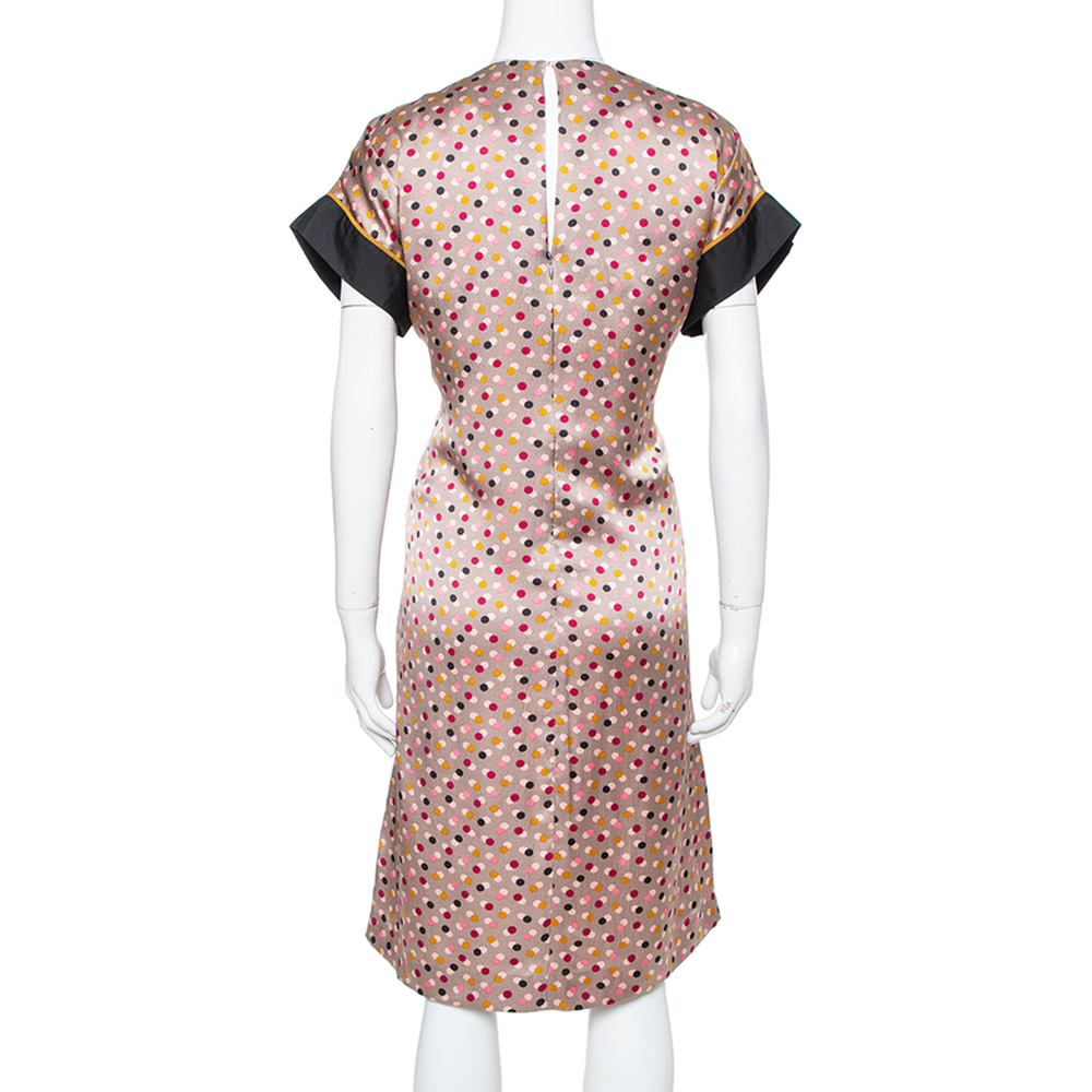 Kenzo Multicolor Abstract Polka Dot Print Silk Shift Dress M