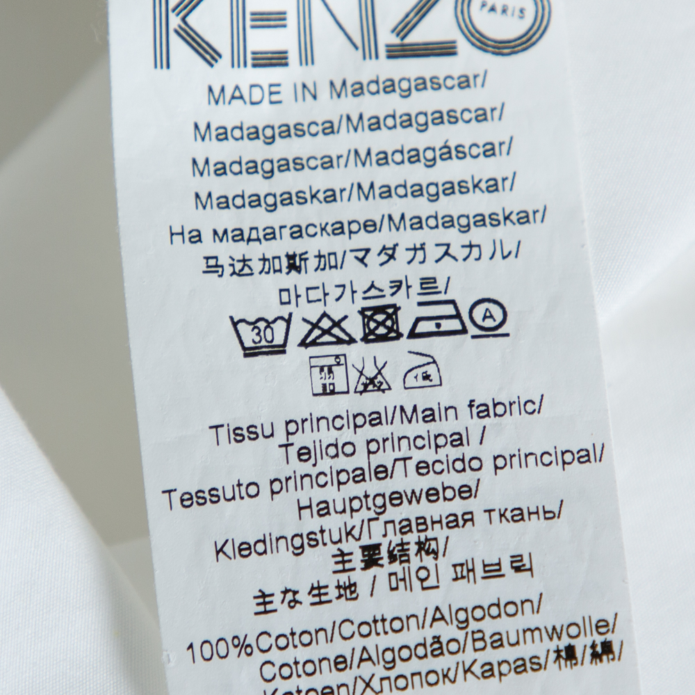 Kenzo White Cotton Poplin Trapeze Blouse M