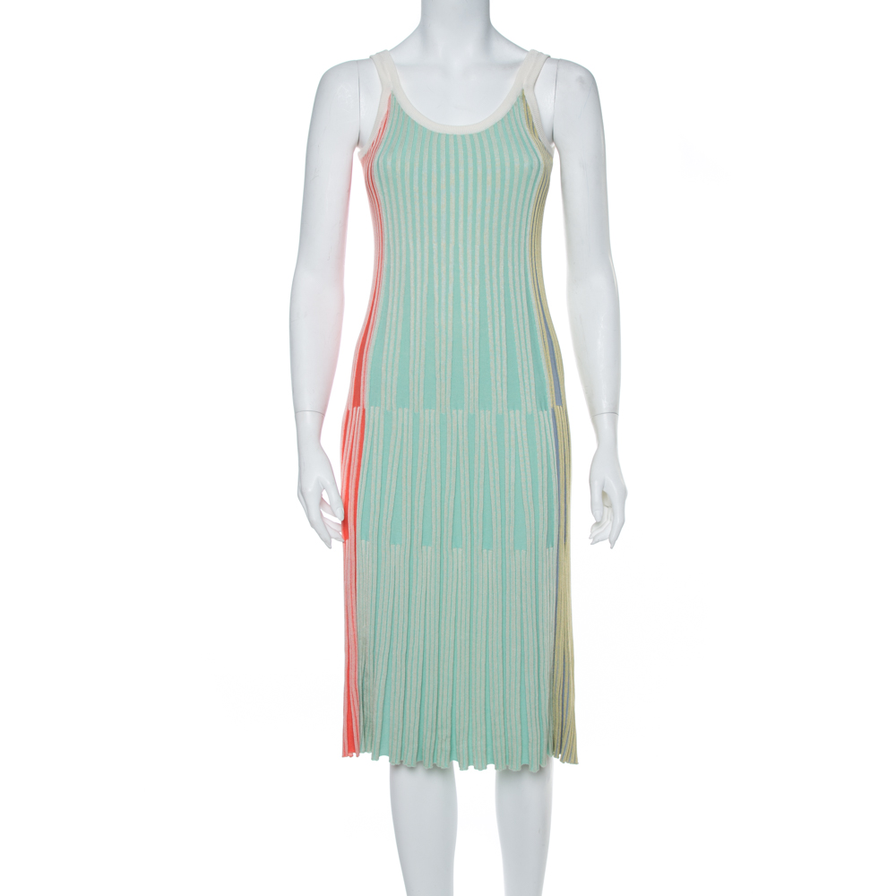 Image of Kenzo Multicolor Rib Knit Fit & Flare Midi Dress XS
