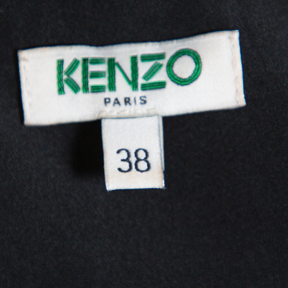 Kenzo Burgundy & Black Printed Crepe Top M