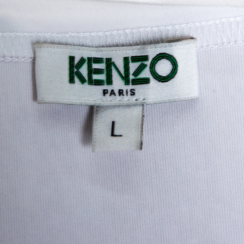 Kenzo Blue Neoprene Printed Sleeveless Oversized Top L