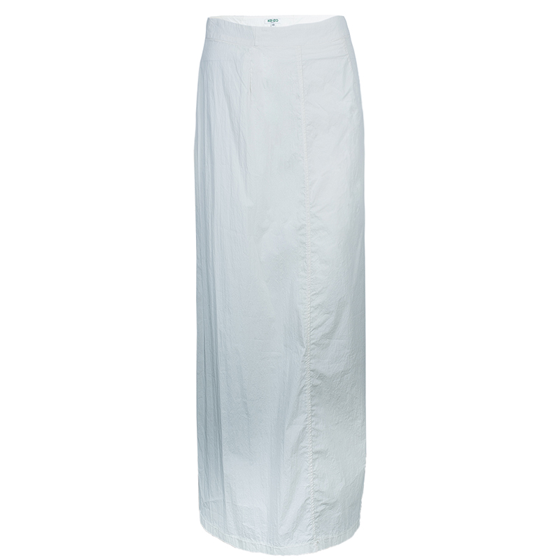 Image of Kenzo Cream Cotton A-Line Maxi Skirt M