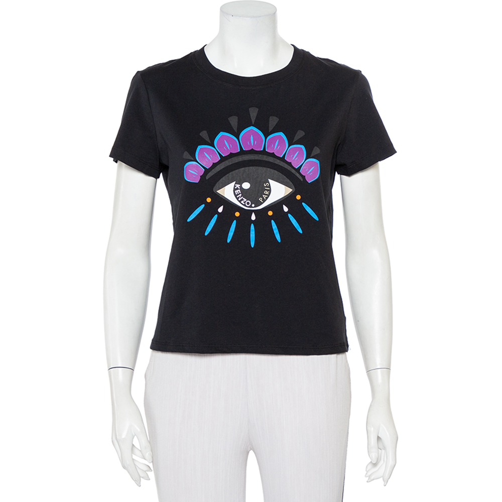 Kenzo Black Eye Embroidered Cotton Crewneck T-Shirt M