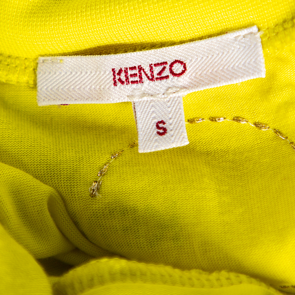 Kenzo Yellow Knit Scoop Neck T-Shirt S