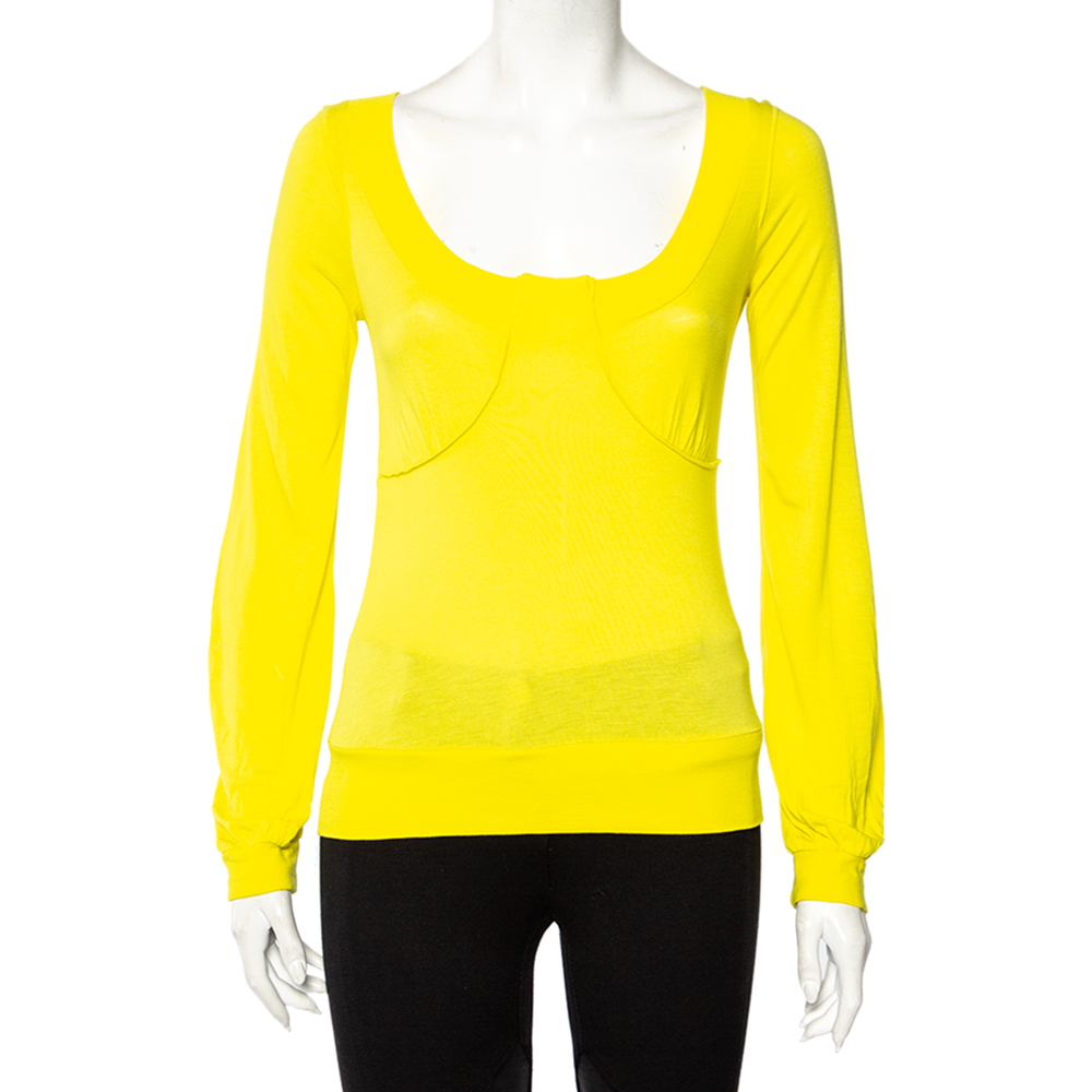 

Kenzo Yellow Knit Scoop Neck T-Shirt