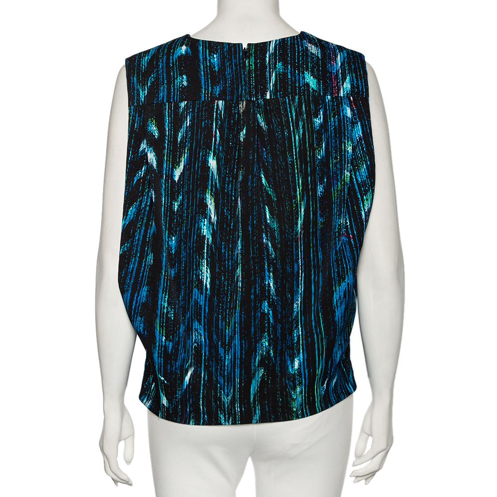 Kenzo Multicolor Printed Textured Sleeveless Top S