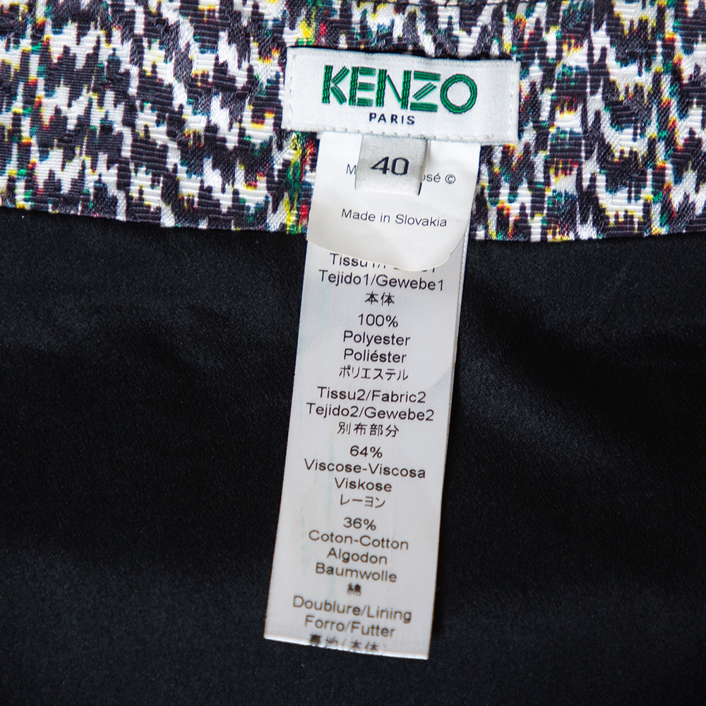 Kenzo Blue Distortion Print Synthetic Zip Front Mini Skirt M