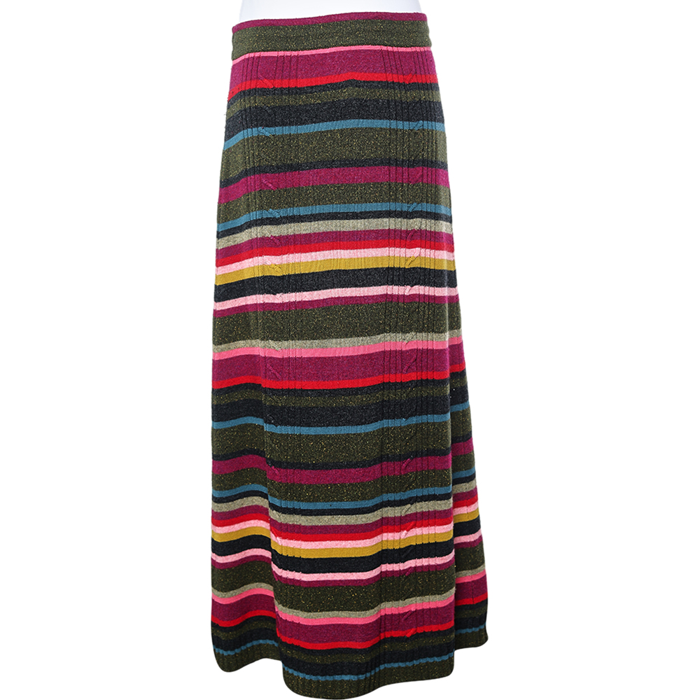 Kenzo Multicolor Striped Wool Skirt L