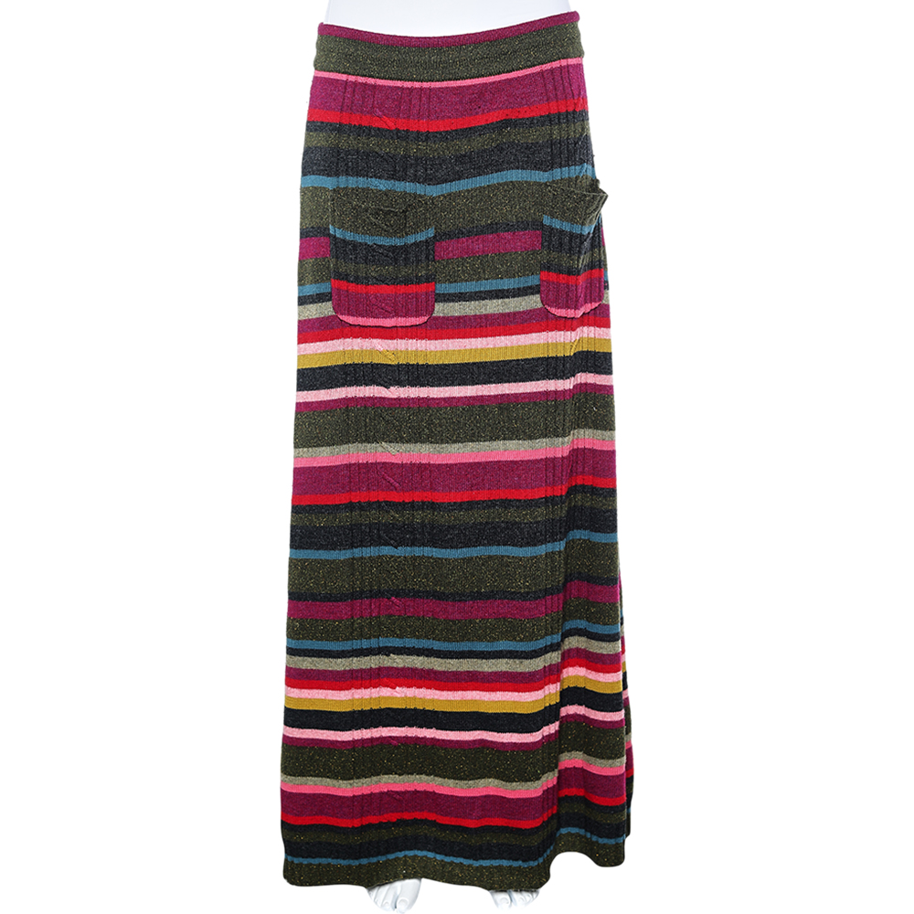 Kenzo multicolor striped wool skirt l