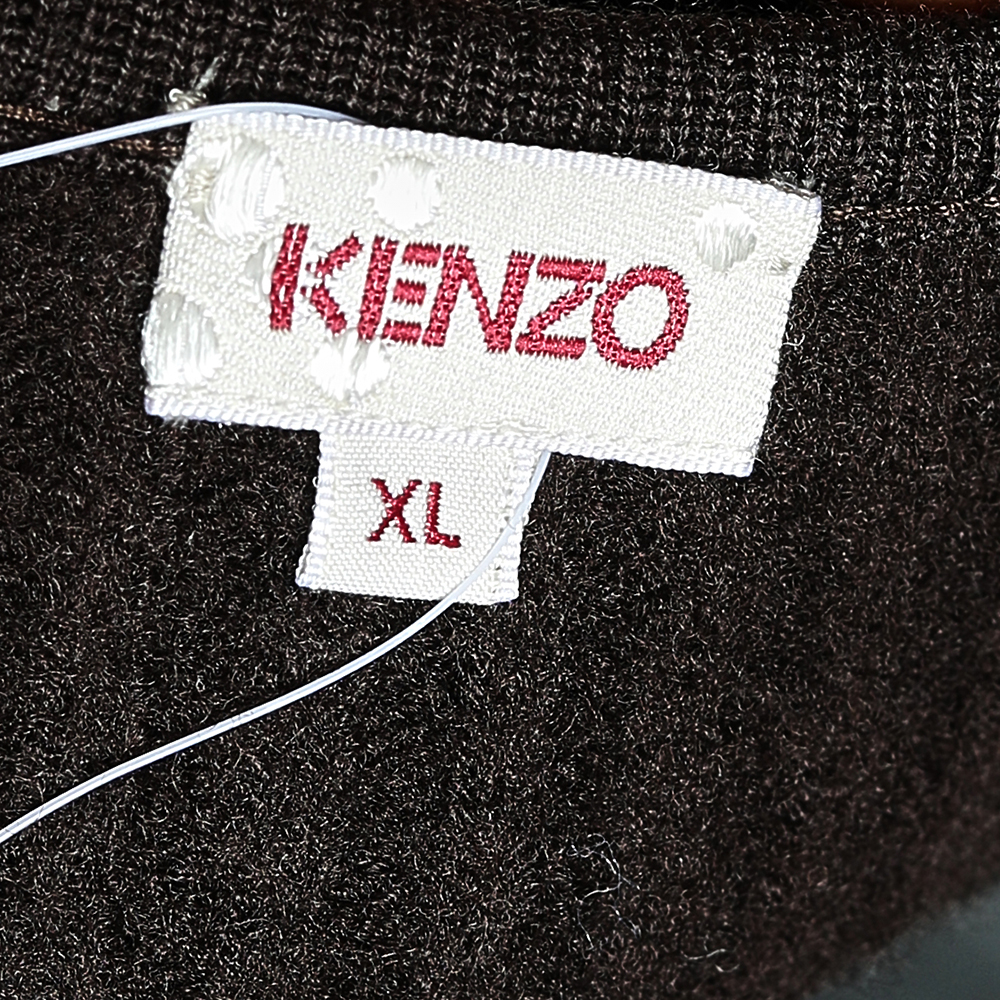 Kenzo Multicolor Wool Belted Open Front Cardigan XL