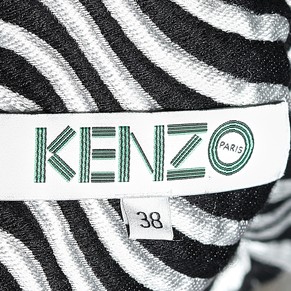 Kenzo Monochrome Patterned Jacquard Asymmetric Detail Sleeveless Jacket M