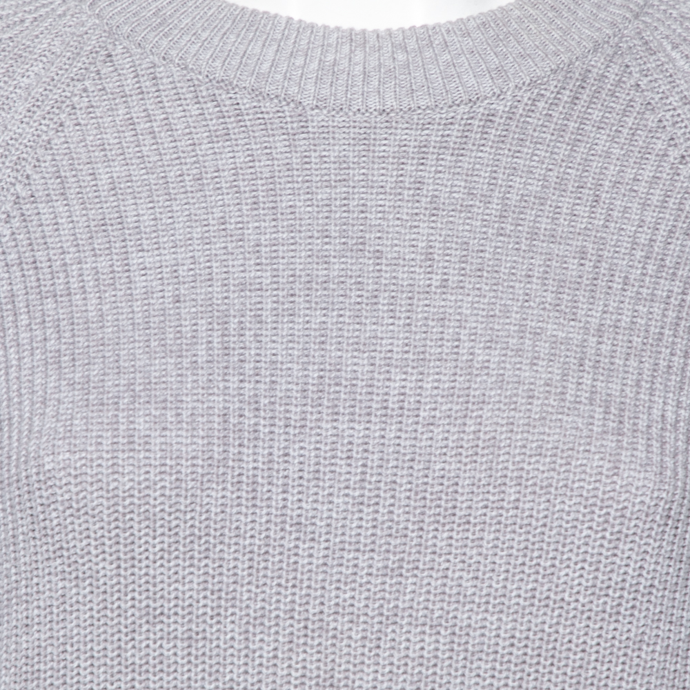 Kenzo Grey Knit Logo Trimmed Detailed Long Sleeve Sweater Dress S