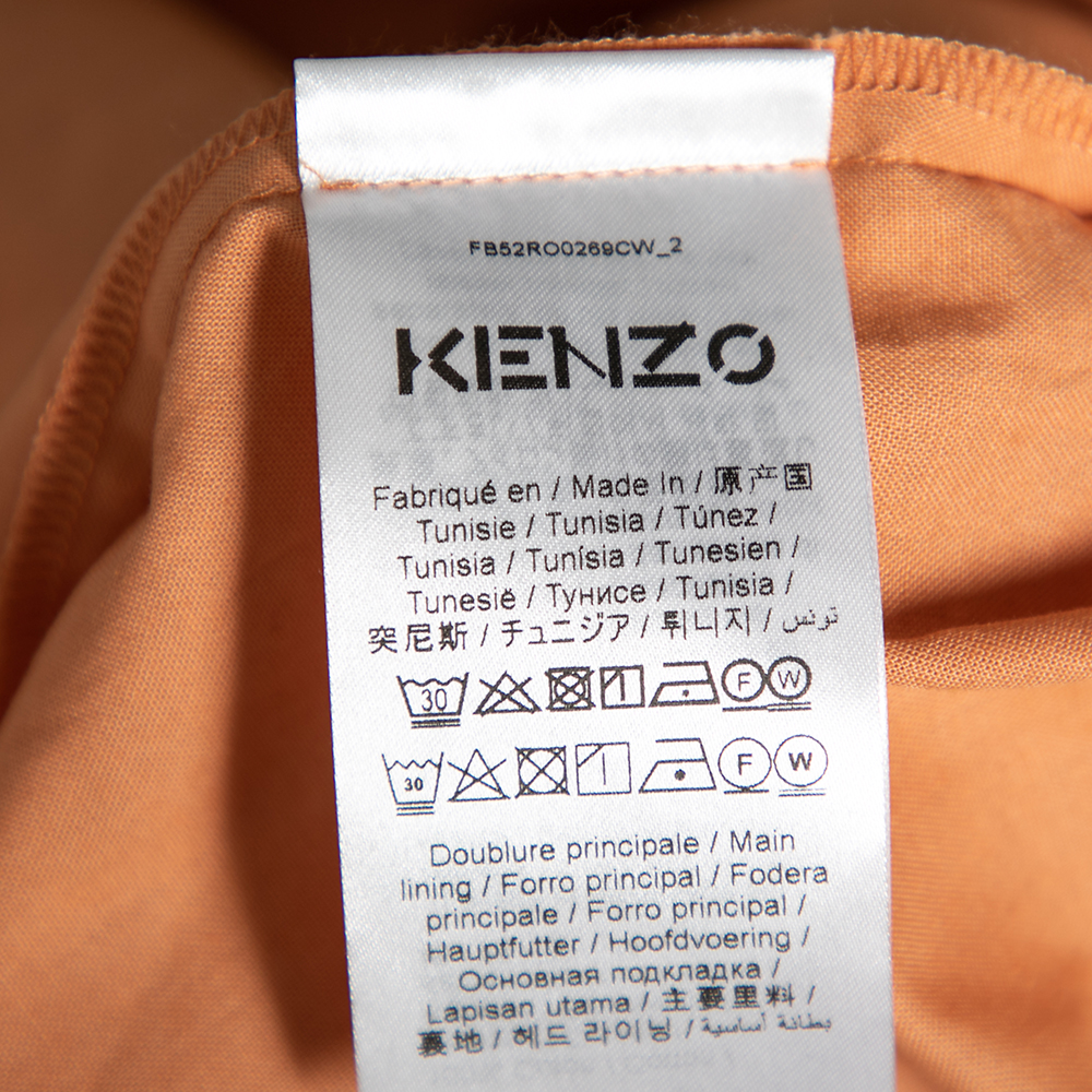 Kenzo Orange Cotton Drawstring Waist Tie Detail Shirt Dress S