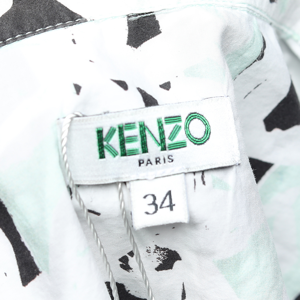 Kenzo Multicolor Brushed Palm Tree Printed Cotton Button Front Shirt S