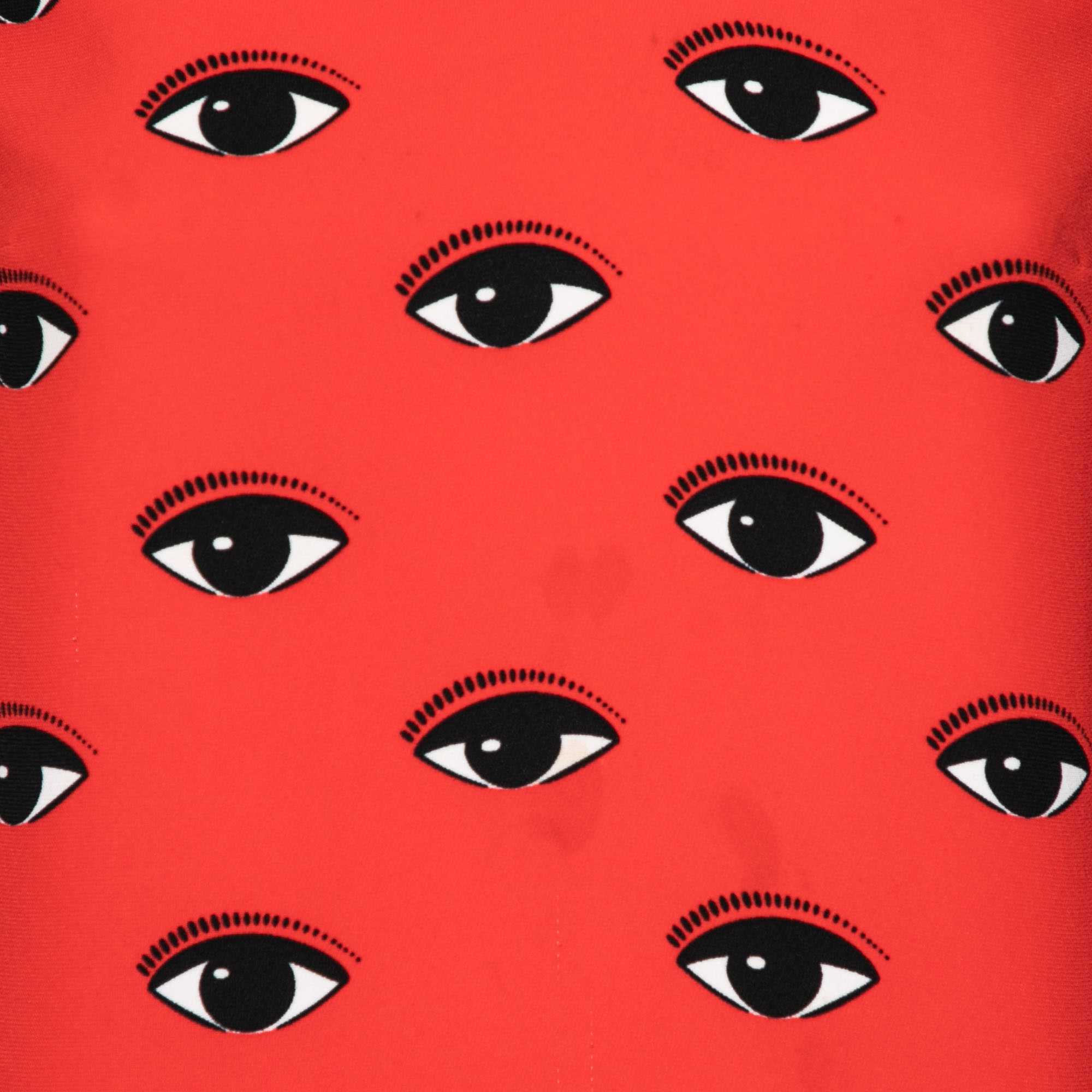 Kenzo Red Lotus Eye Printed Crepe Shift Dress S