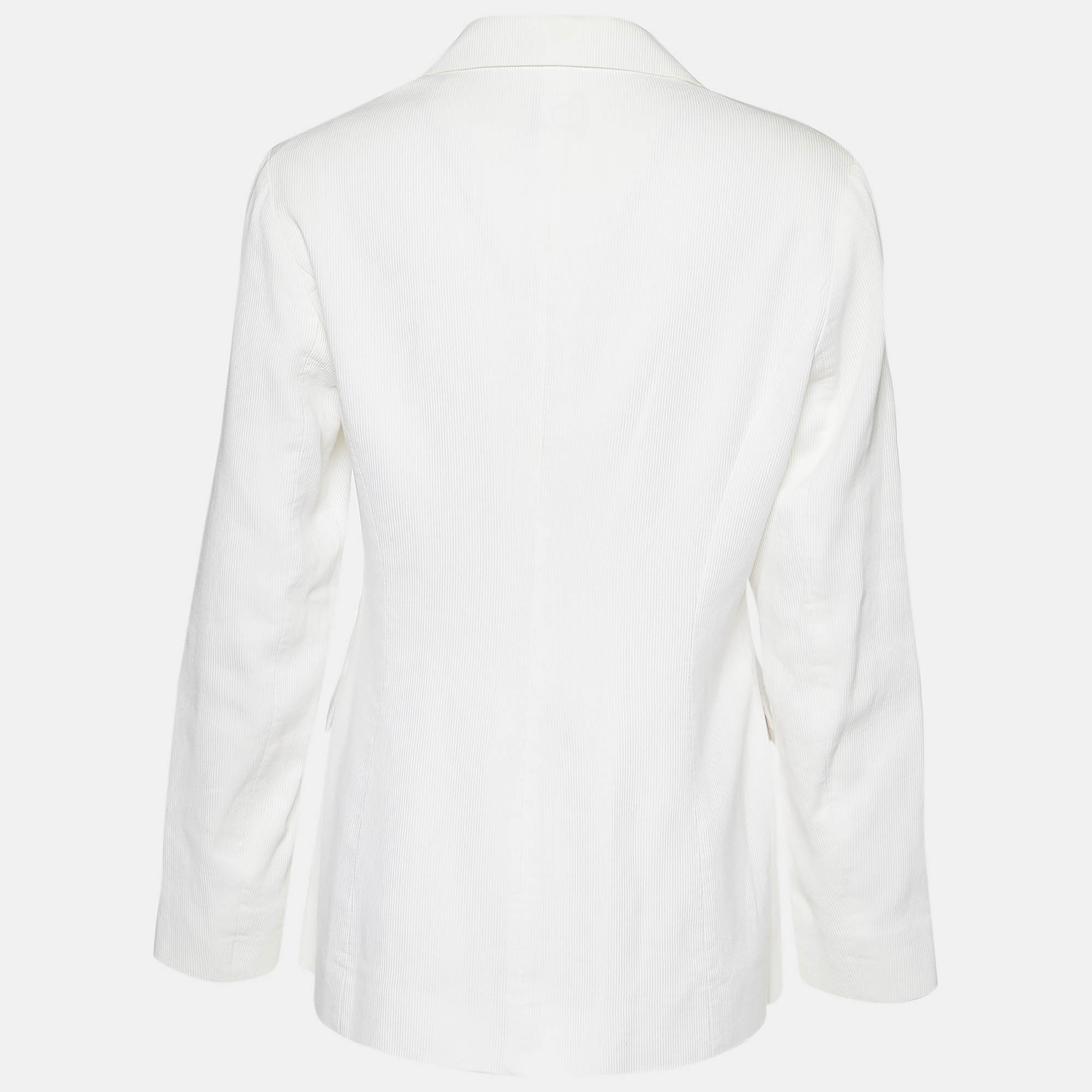 

Kenzo Cream Textured Cotton Long Sleeve Blazer