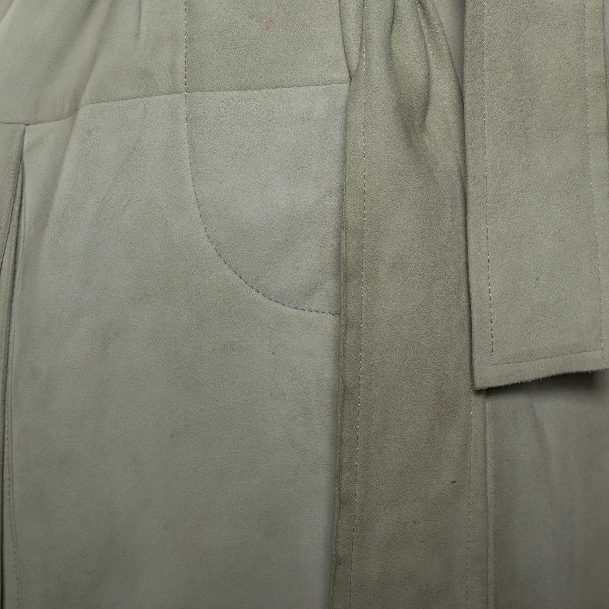 Kenzo Light Green Suede Belt Detail Coat M