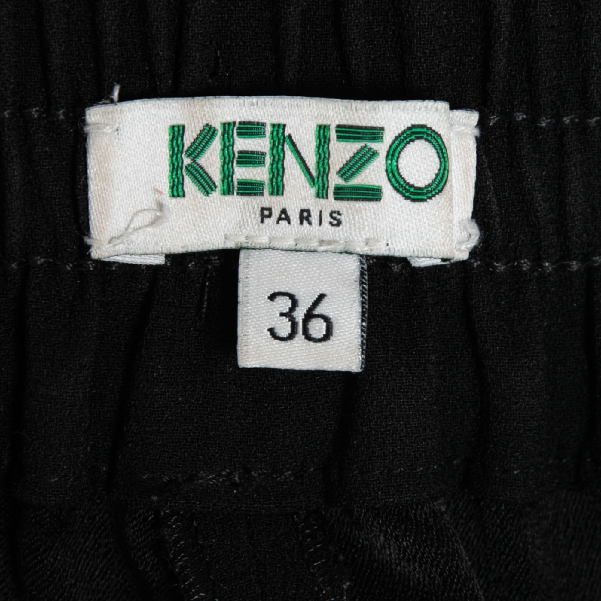 Kenzo Black Crepe Side Stripe Track Pants S