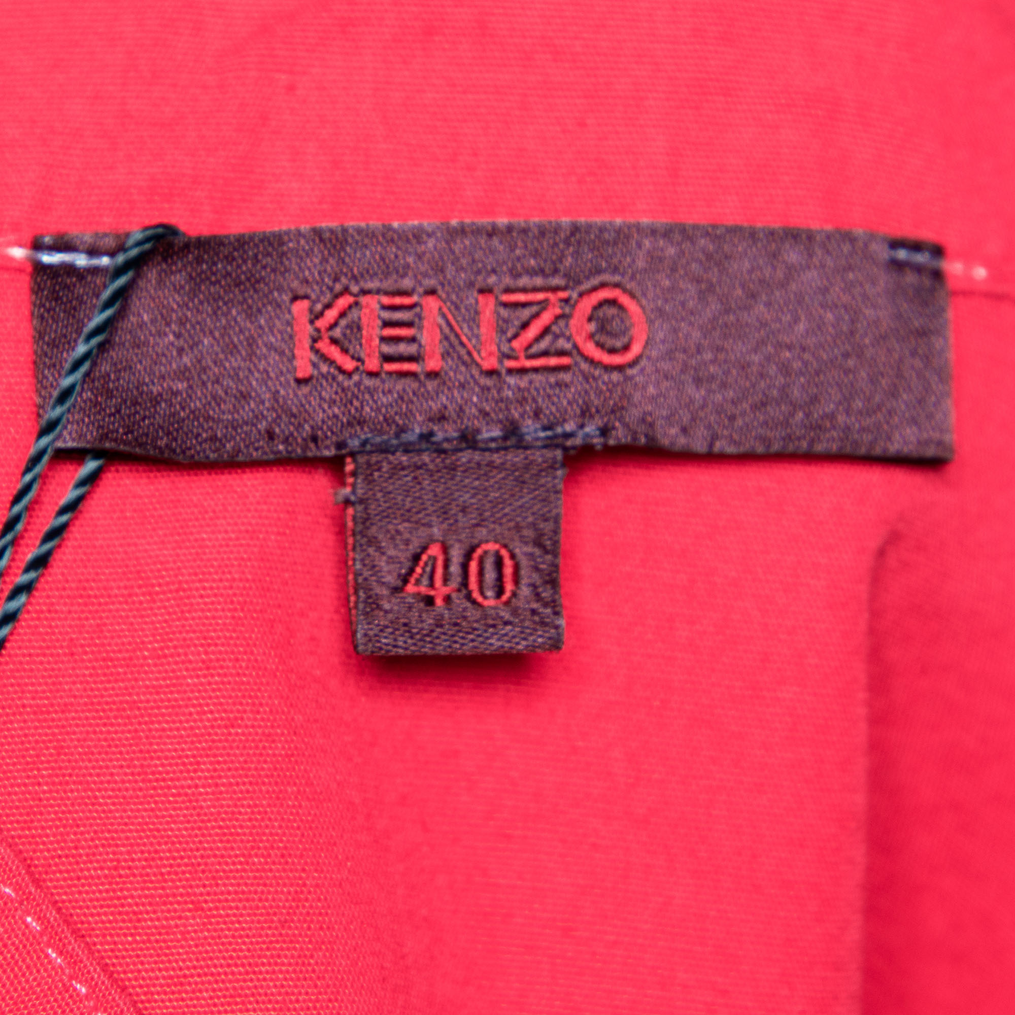 Kenzo Pink Cotton Floral Detail Shirt M