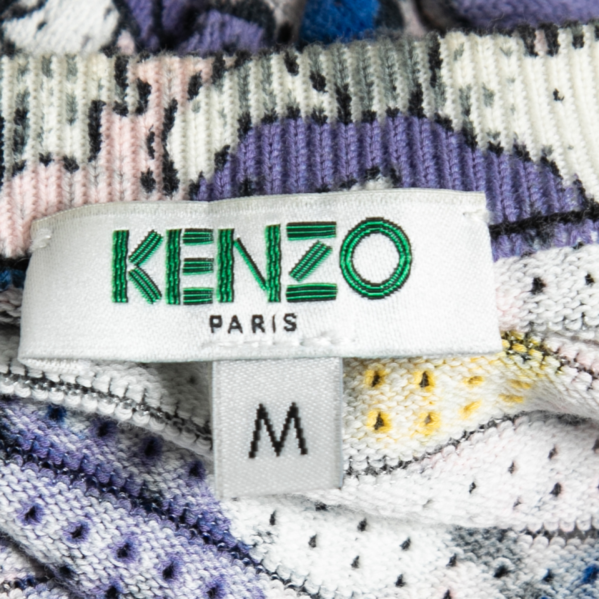 Kenzo Blue Multicolor Printed Knit Buttoned Cardigan M