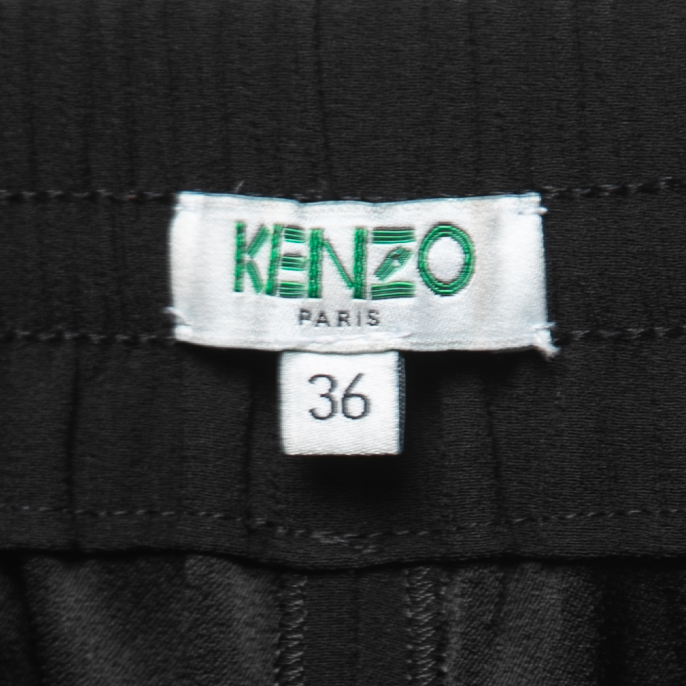 Kenzo Black Crepe Side Stripe Detail Track Pants S